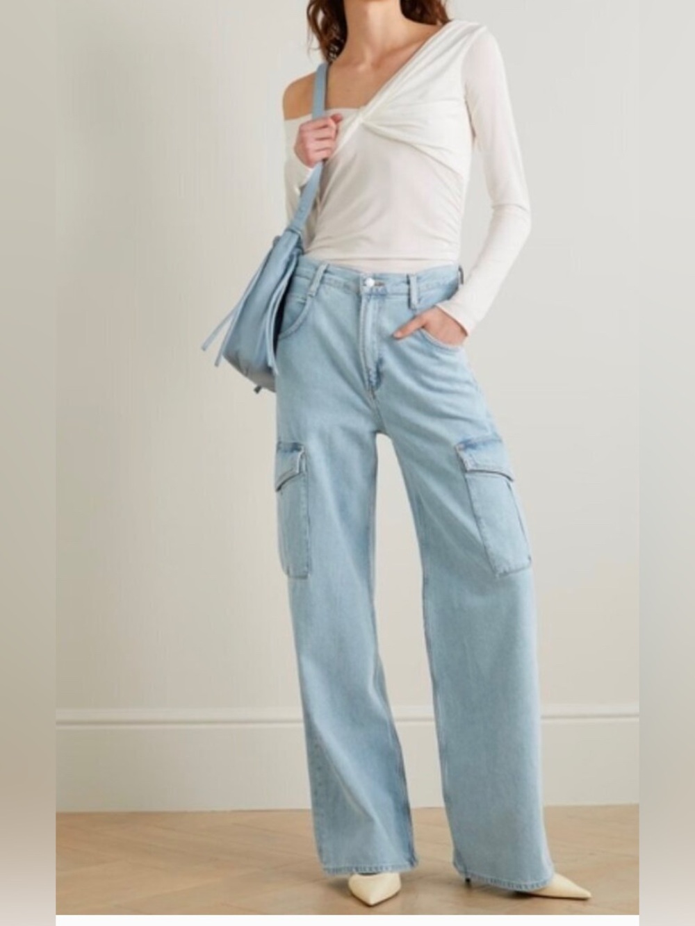 Agolde Light Blue Wide Leg Cargo Jeans